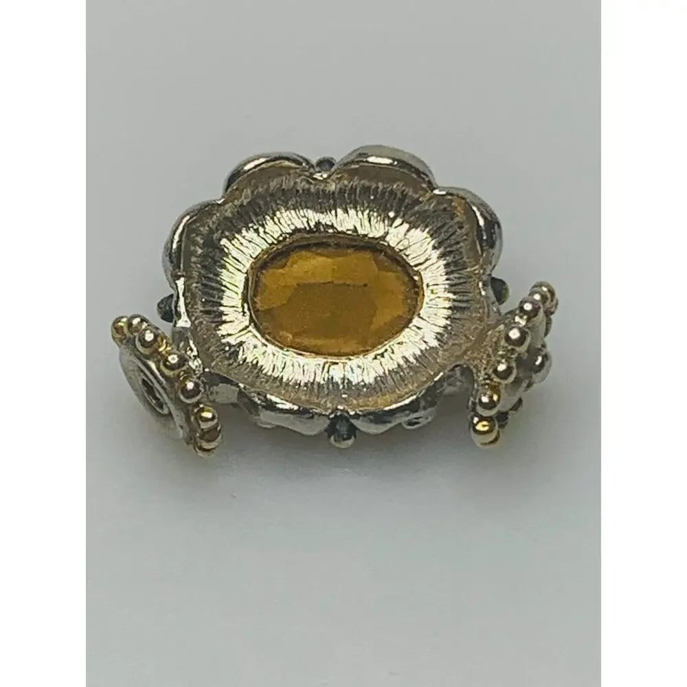 Snap-on Pendant with Large Purple Stone, Gold & Silver Tone